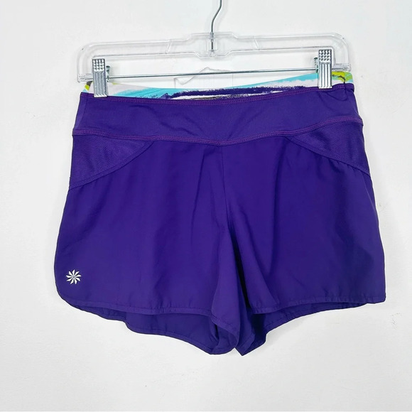 ATHLETA | Purple and Watercolor Edged Running Workout Shorts Sz. XS - Picture 1 of 2
